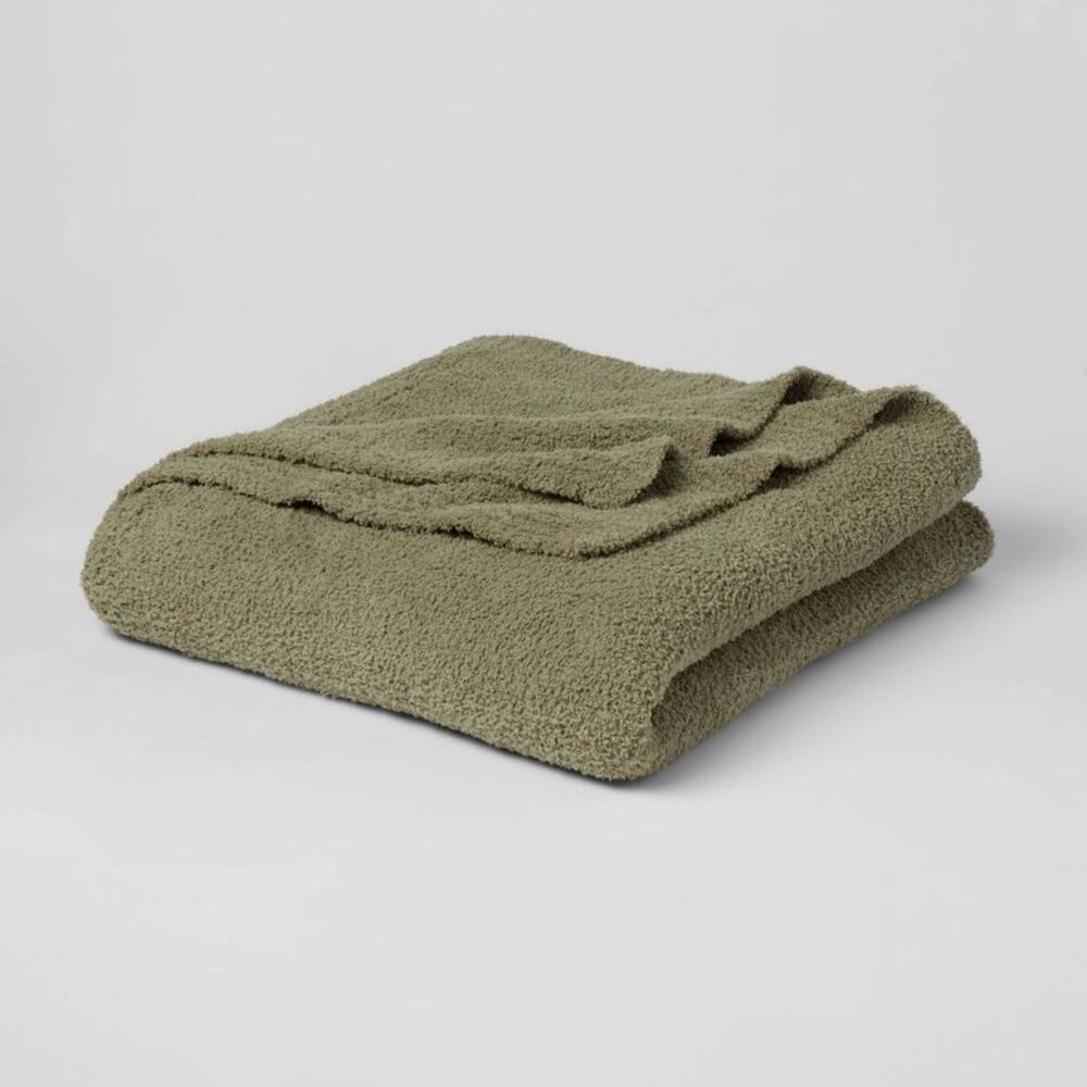 Threshold - Twin/Twin XL Cozy Chenille Bed Blanket Restful Gre Green